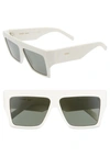 Celine Chunky Rectangle Acetate Sunglasses In White/ Green