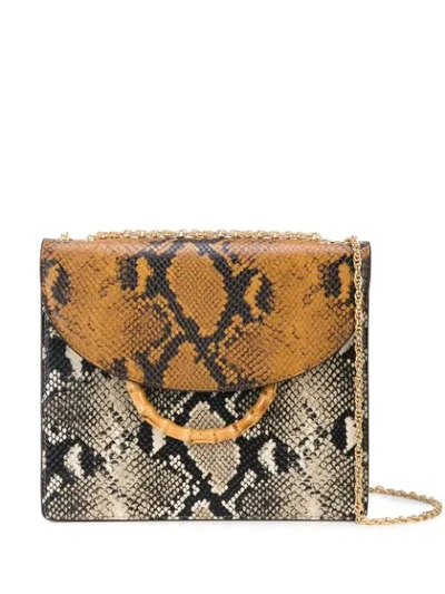 Loeffler Randall Marla Square Snake Print Convertible Shoulder Bag In Brown