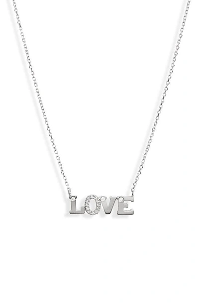 Anzie Rhodium-plated Sterling Silver & White Sapphire Love Necklace In Grey