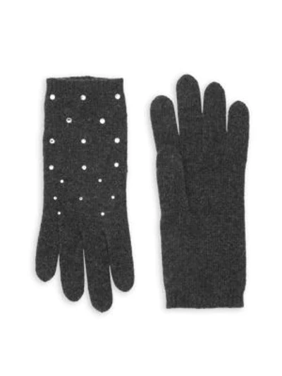 Carolyn Rowan Women's Scattered Swarovski Crystal Cashmere Gloves In Heather Grey