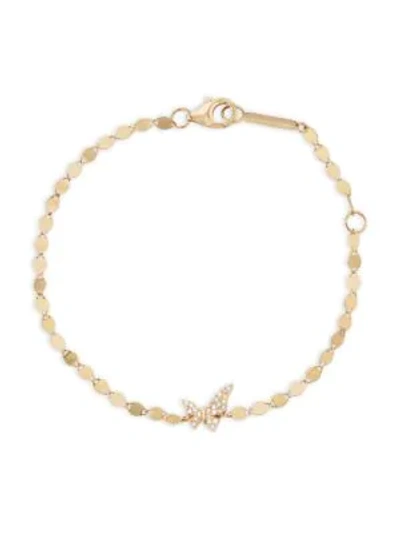 Lana Girl 14k Yellow Gold & Diamond Tiny Butterfly Bracelet