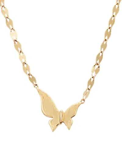 Lana Girl Women's 14k Yellow Gold Tiny Butterfly Pendant Necklace