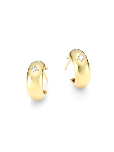 Zoë Chicco Women's 14k Yellow Gold & Diamond Thick Huggie Hoop Earrings
