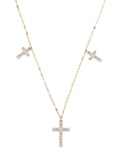 Lana Jewelry Flawless Triple Cross 14k Yellow Gold Diamond Choker