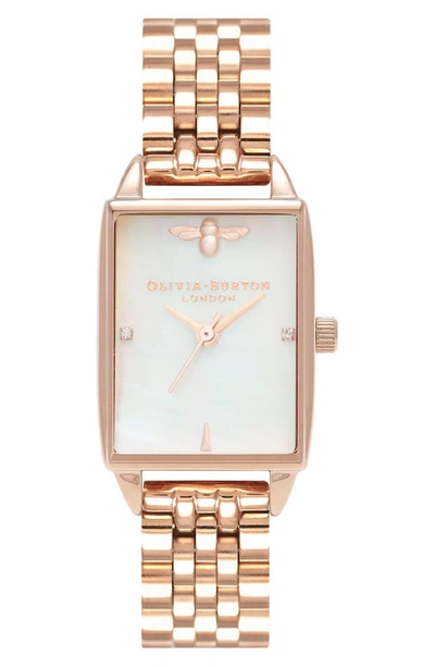 Olivia Burton Women's Bee Hive Rose Gold-tone Stainless Steel Bracelet Watch 20mm In Rose Gold/ Mop/ Rose Gold