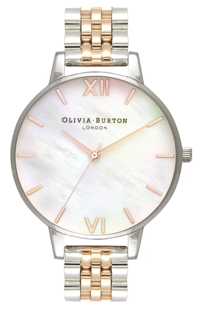 Olivia Burton Women's Two-tone Stainless Steel Bracelet Watch 38mm In Silver/ Mop/ Rose Gold