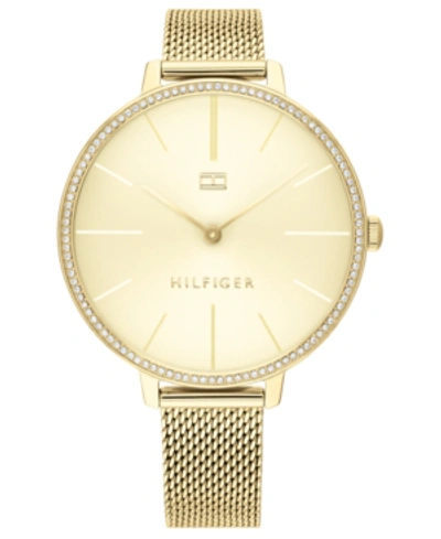 Tommy Hilfiger Women's Gold-tone Mesh Bracelet Watch 38mm In Yellow