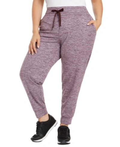 Calvin Klein Performance Plus Size Pull-on Jogger Pants In Burgundy Combo