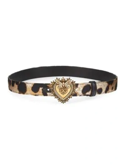 Dolce & Gabbana Heart Leopard-print Leather Belt In Multi