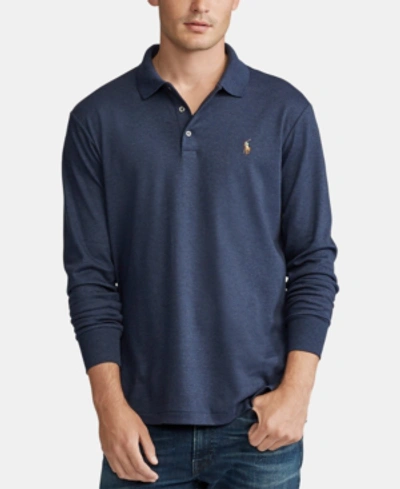 Polo Ralph Lauren Men's Long Sleeve Soft Cotton Polo Shirt In Spring Navy Heather
