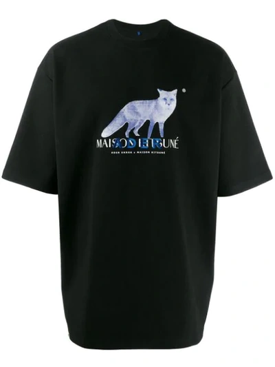 Ader Error Maison Kitsune Black  Edition Bitmap Fox T-shirt
