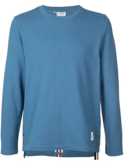 Thom Browne Stripe Applique Long-sleeve T-shirt In Blue