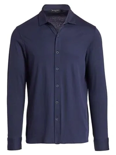 Nominee Men's Cotton Knit Button-down Shirt In Midnight