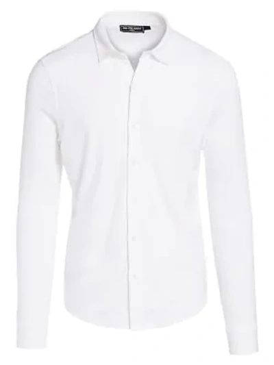 Nominee Cotton Knit Button-down Shirt In White