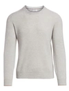 Brunello Cucinelli Men's Heathered Ribbed Cashmere Pullover In Pearl Grey