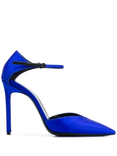 Saint Laurent Anja 105 Strappy Pumps In Blue