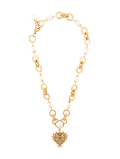 Dolce & Gabbana Dg Heart Plaque Necklace In Gold