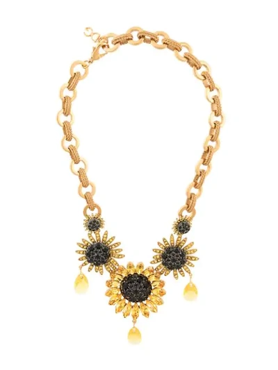 Dolce & Gabbana Large Sunflowers Necklace In Yellow