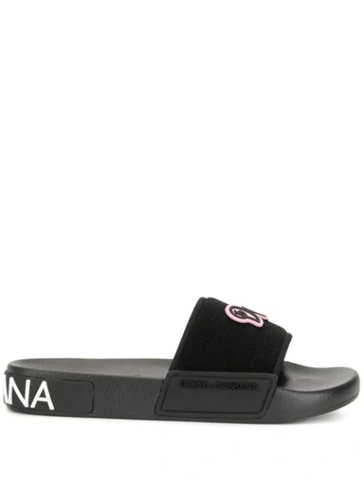 Dolce & Gabbana Logo Slides In Black