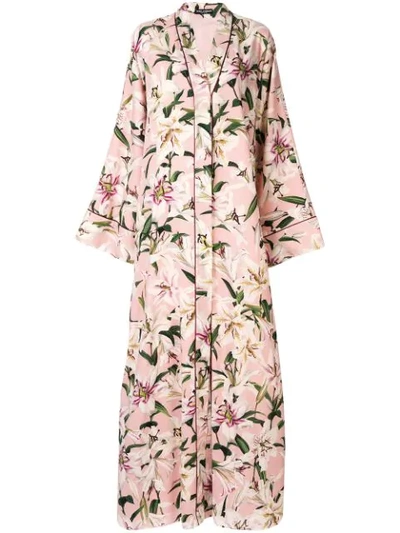 Dolce & Gabbana Printed Lilies Kimono Dress In Pink