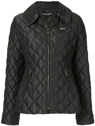 Dolce & Gabbana Diamond Quilt Jacket In Black