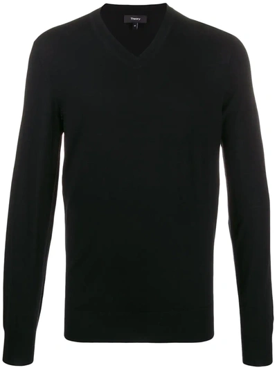 Theory Long Sleeve Knitted Jumper In Black