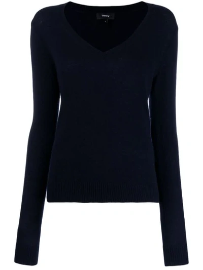Theory V-neck Jumper In Blue