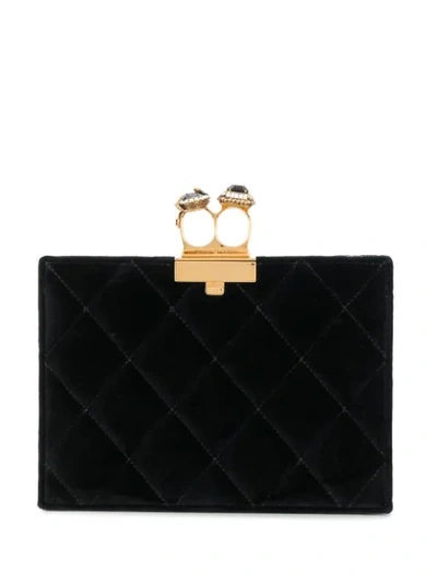 Alexander Mcqueen Quilted Two-ring Pouch In Black