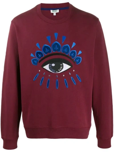 Kenzo Eye Motif Embroidered Sweatshirt In Red