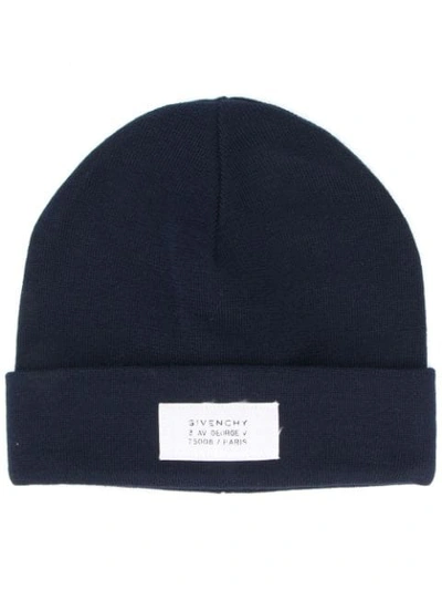 Givenchy Knitted Beanie Hat In Blue