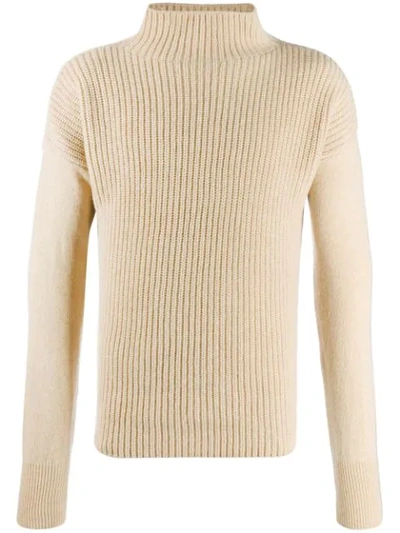 Ma'ry'ya Ribbed Roll Neck Jumper In Neutrals