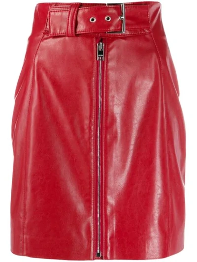 Msgm Belted Zip-front Mini Skirt In Red