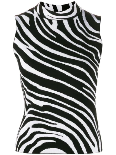 Versace Sleeveless Zebra Top In Black