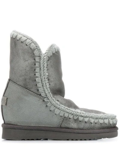 Mou Eskimo Inner Wedge Ankle Boots In Silver