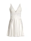 Natori Sleek Lace Detail Silk Chemise In White