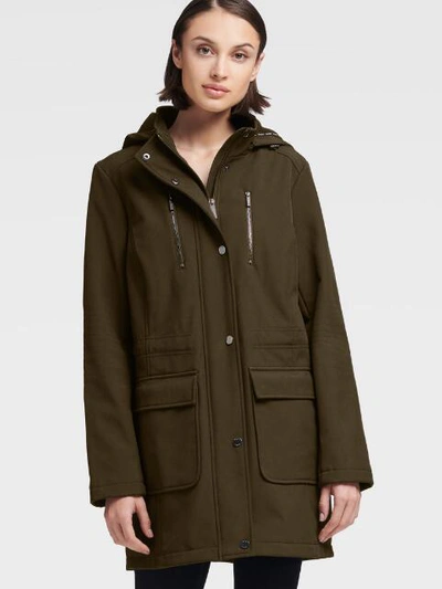 Donna Karan Dkny Women's Hooded Soft Shell Jacket In Black