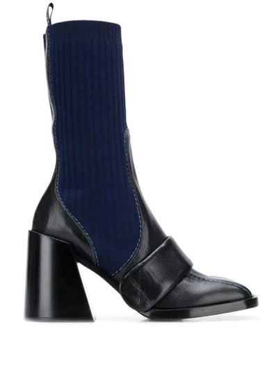 Chloé Bea Sock-insert Leather Boots In Black