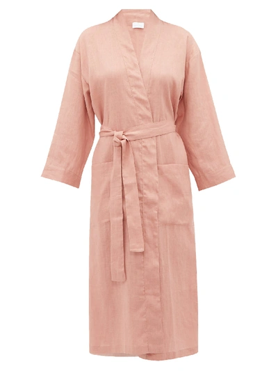 Pour Les Femmes Tie-waist Linen Robe In Pink