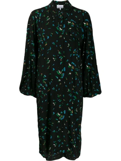 Ganni Printed Crepe Dress Verdant Green