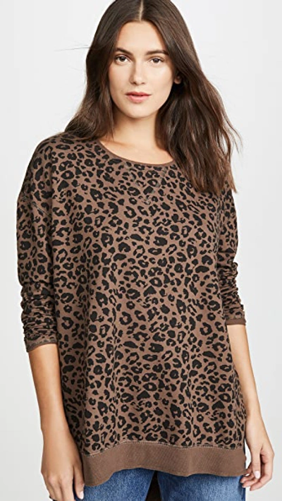Z Supply Leopard Weekender Sweatshirt In French Roast