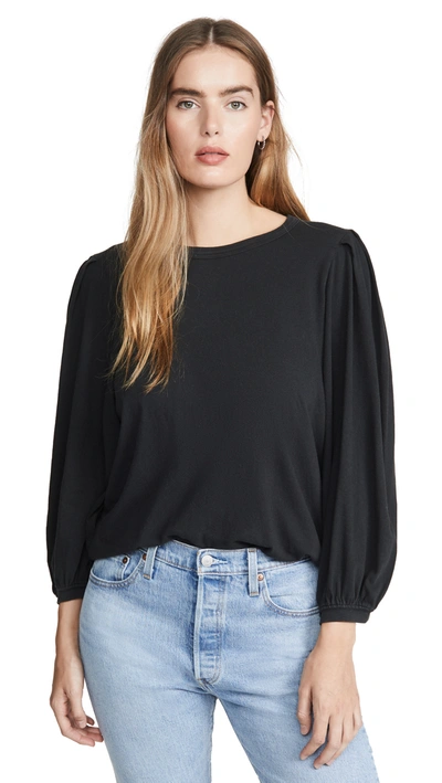 The Great The Pleat Sleeve Tee In Almost Black