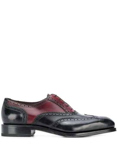 Ferragamo Dual-tone Lace-up Brogues In Red