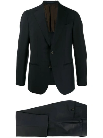 Caruso Pin Tuck Two Piece Suit In Blue