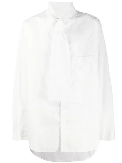 Yohji Yamamoto Tie Neck Shirt In White