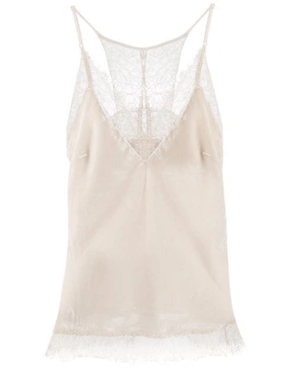 Gold Hawk Lace Trim Velvet Camisole In Neutrals