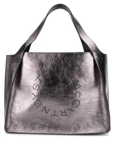Stella Mccartney Logo Tote Bag In Silver