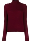 Theory Ribbed Turtle Neck Jumper In Red