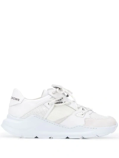 Leather Crown Panelled Leather Trainers In White