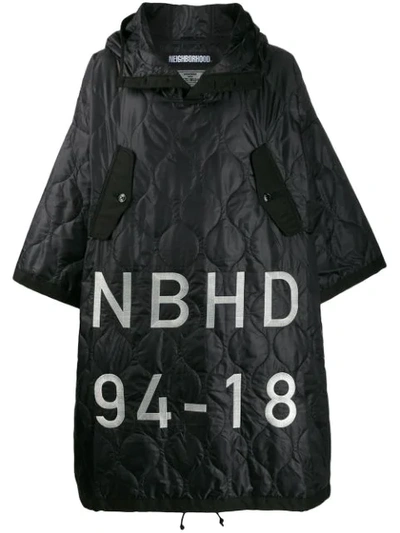 Neighborhood Boxy Fit Padded Coat In Black