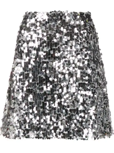 Be Blumarine A-line Sequin Skirt In Silver